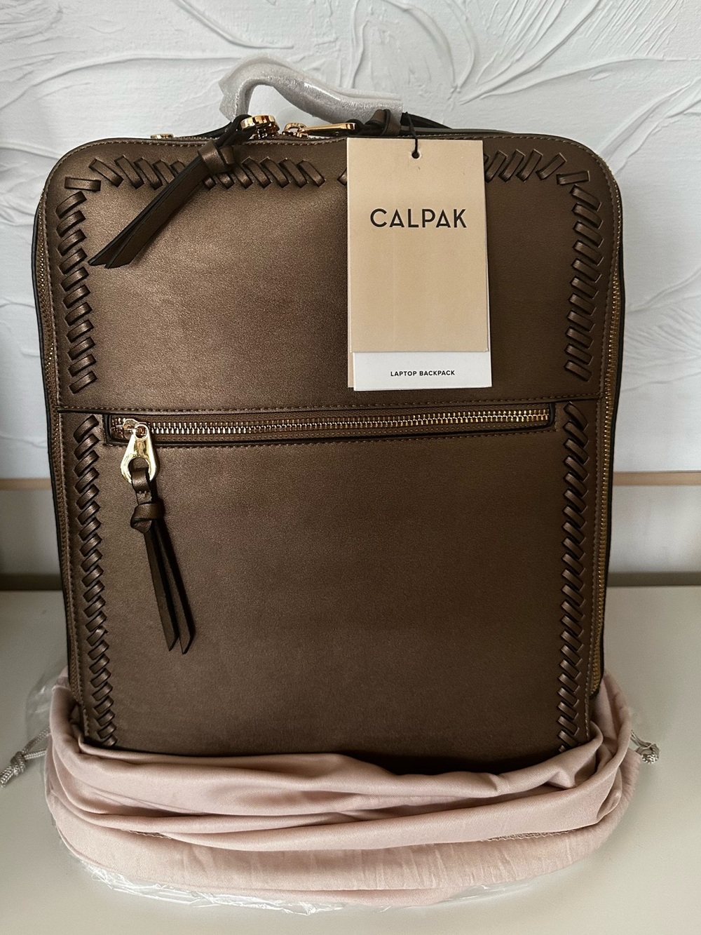 Calpak Kaya 15 Inch Laptop Backpack in Bronze